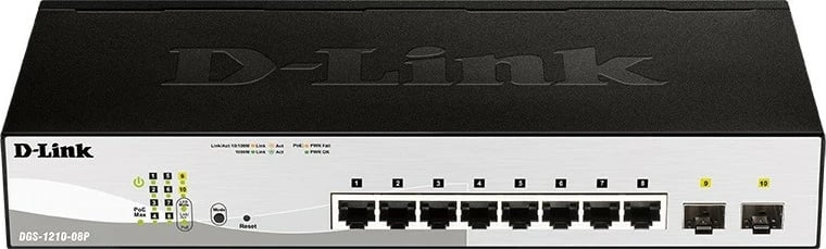 Switch D-Link DGS-1210-08P/E, 8 porta Gigabit PoE, 2 SFP, i zi