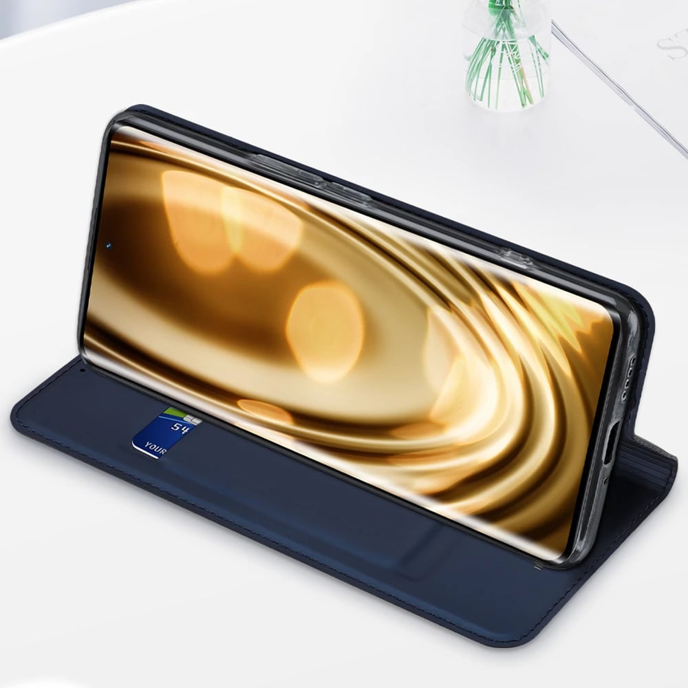 Mbështjellës Dux Ducis Skin Pro për Realme 10 Pro+, me kapak, xhep për kartela, qëndrim, kaltër Mbështjellës Dux Ducis Skin Pro për Realme 10 Pro+, me kapak, xhep për kartela, qëndrim, kaltër