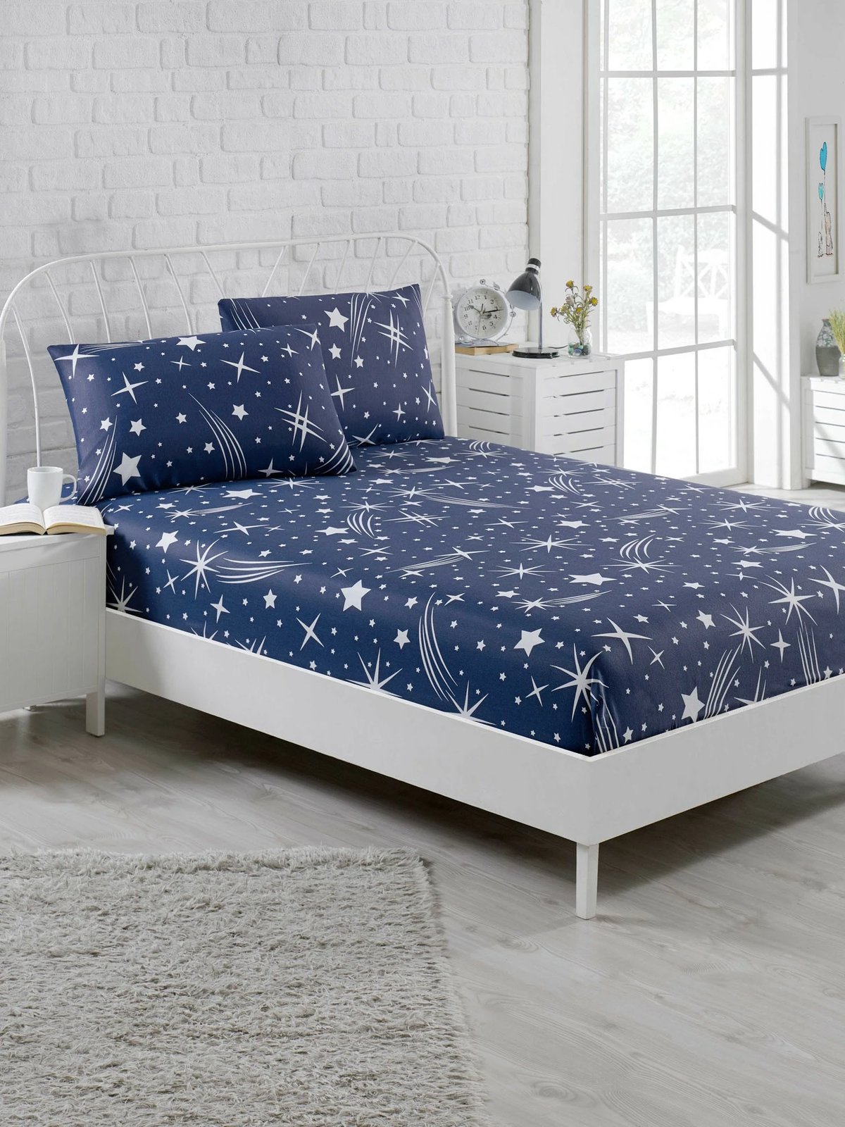 Set çarçafësh dopio L'essentiel, ngjyrë kaltër e errët, Halley