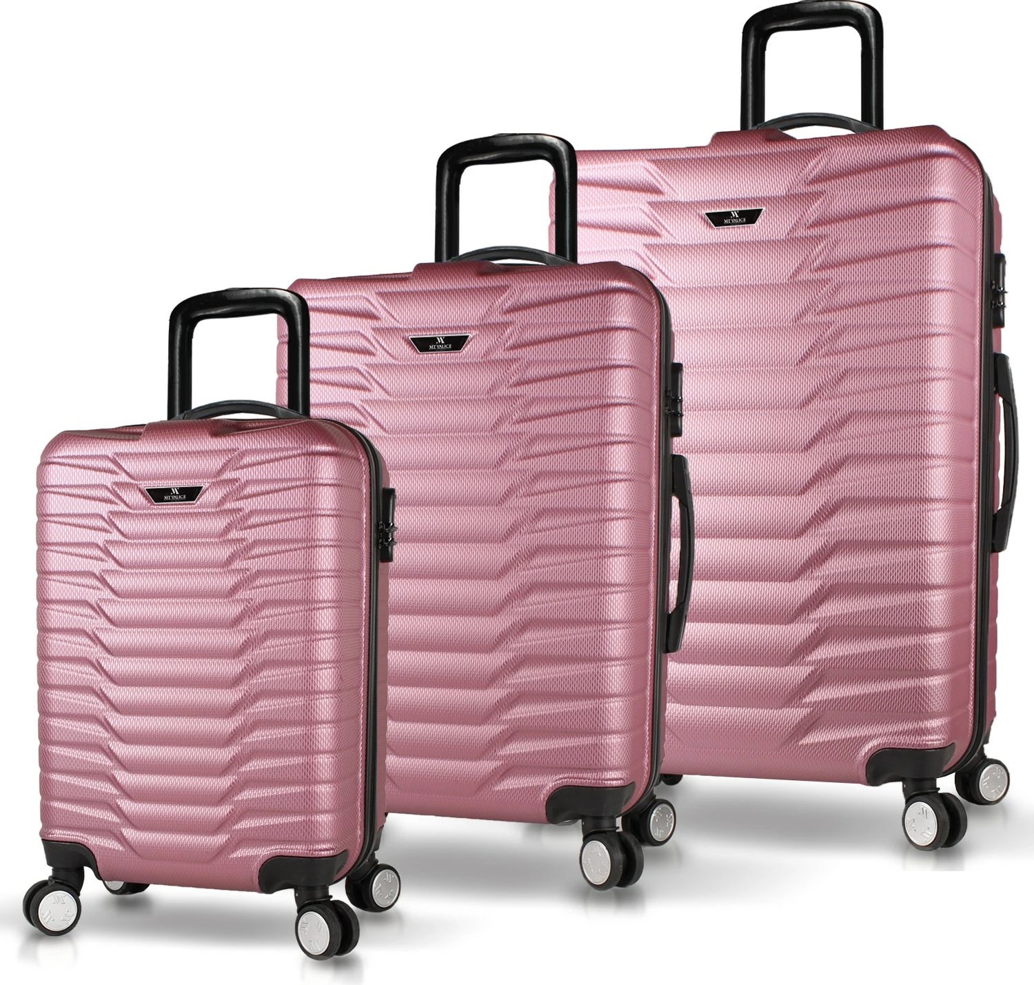 Set valixhesh (3 copë), ngjyrë rozë e artë, Zoozie Bags, 5585