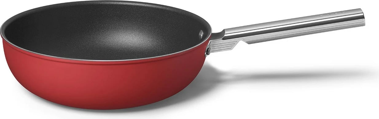 Wok SMEG CKFW3001RDM 30cm, 5.2L, alumini, dorezë inoksi, e kuqe