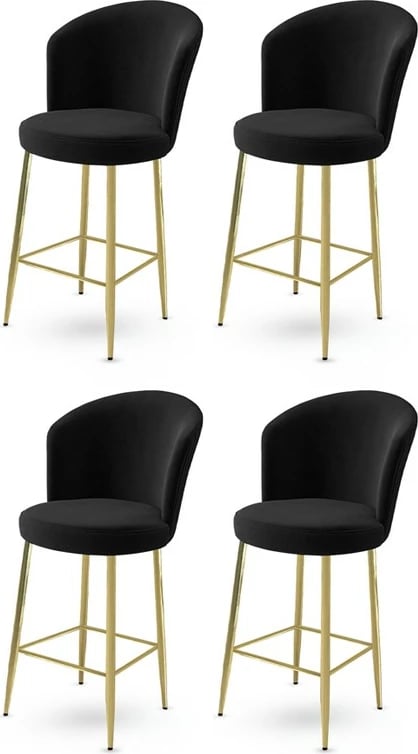 Set karrigesh për bar (4 copë), Hanah Home, Fora, e zezë, ari