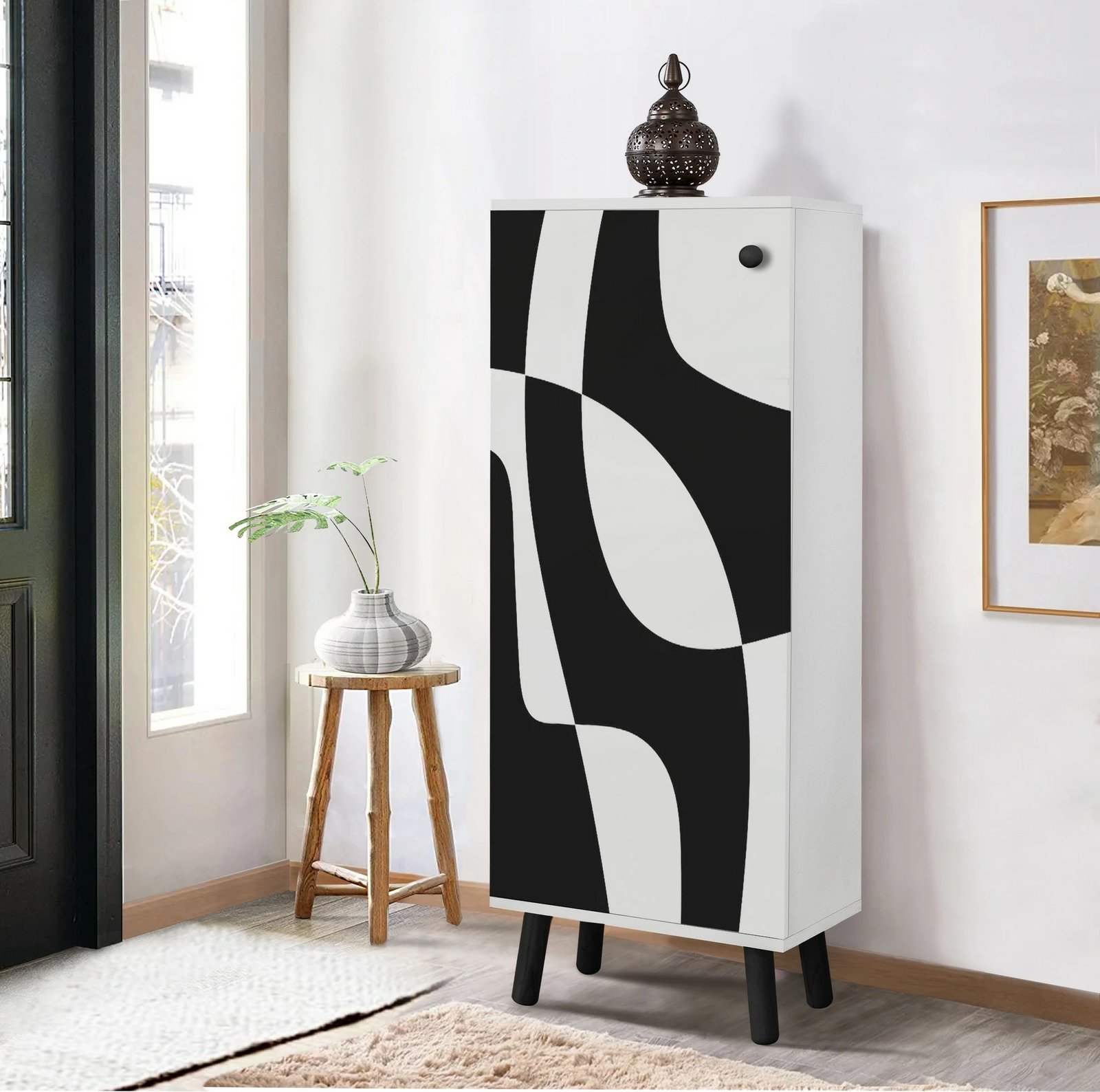 Dollap për këpuca, Skye Decor, Vegas - SB 960, bardhë e zi