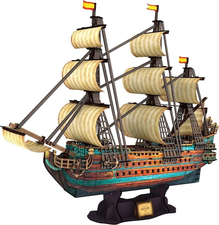 Puzzle 3D, CubicFun, San Felipe Spanish Armada T4017H, 248 pjesë, model anije 1:110, 68x18x56 cm