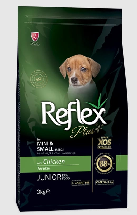 Ushqim për qen të vegjël Reflex Plus, me pulë, për racat mini dhe të vogla, 3 kg