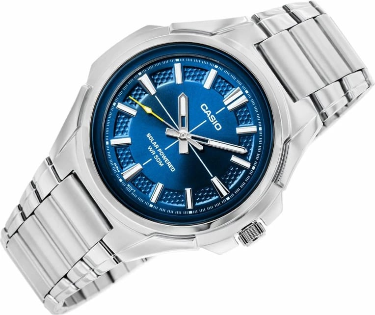 Orë dore për meshkuj CASIO, argjend me blu