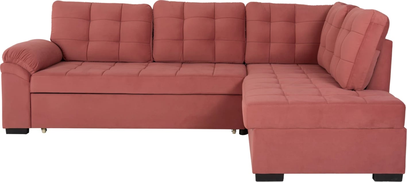 Kënd divan shtrat JADE FH3144.03R kadife rozë e zbehtë 250x80-180x73-88H cm