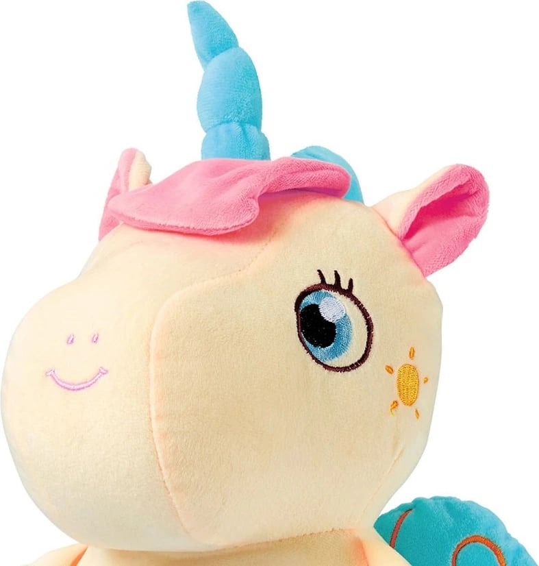 lodër pelushi me projektor, Milly Mally njëbrirësh, 10 ninulla, 5 zhurma të bardha, kohëmatës 30/60/90 min, 7 konfigurime drite, 3xAA, e verdhë