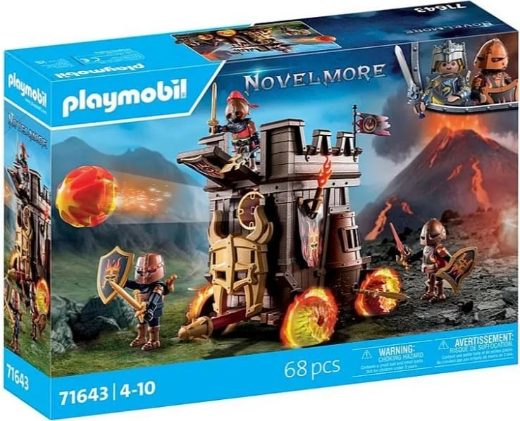 Set lodrash Playmobil Novelmore 71643 Battle Wagon me top zjarri, 68 pjesë