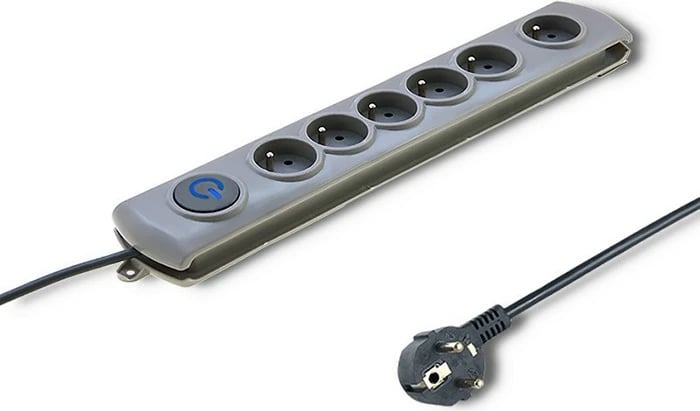 Prizë mbrojtëse Qoltec 50199, 6 dalje, 5m, Gri