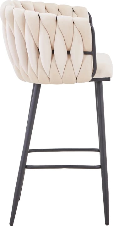 Karrige për bar Vivian, kadife bezhë, këmbë metalike të zeza, 57x50x100cm