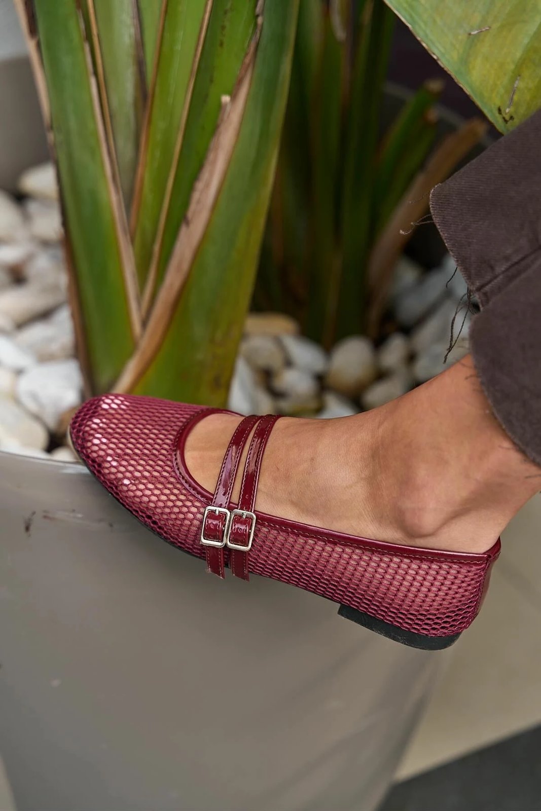 Balerina për gra, ngjyrë burgundy, model Mary Jane, numri 39