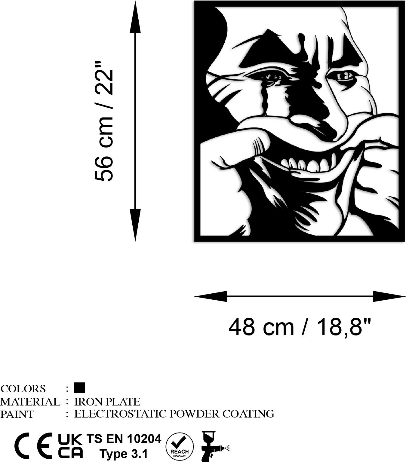 Aksesor dekorativ metalik për mur, Wallity, Pun On A Happy Face