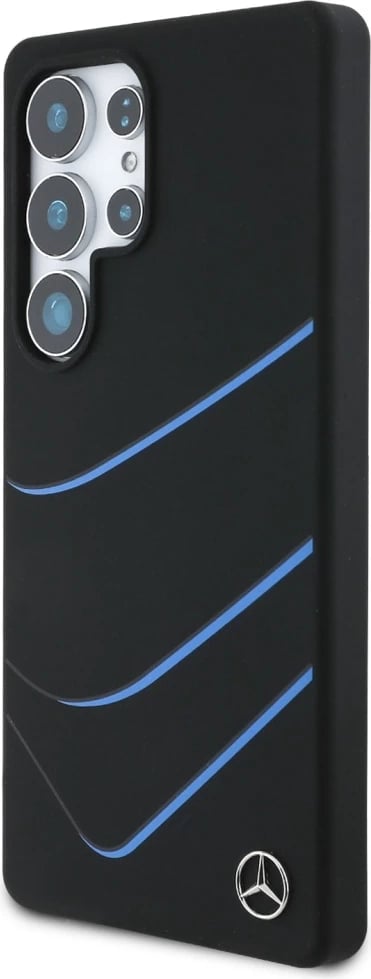 Mbështjellës Mercedes Silicone Contrasted Curves MagSafe për Samsung Galaxy S25 Ultra, Zi