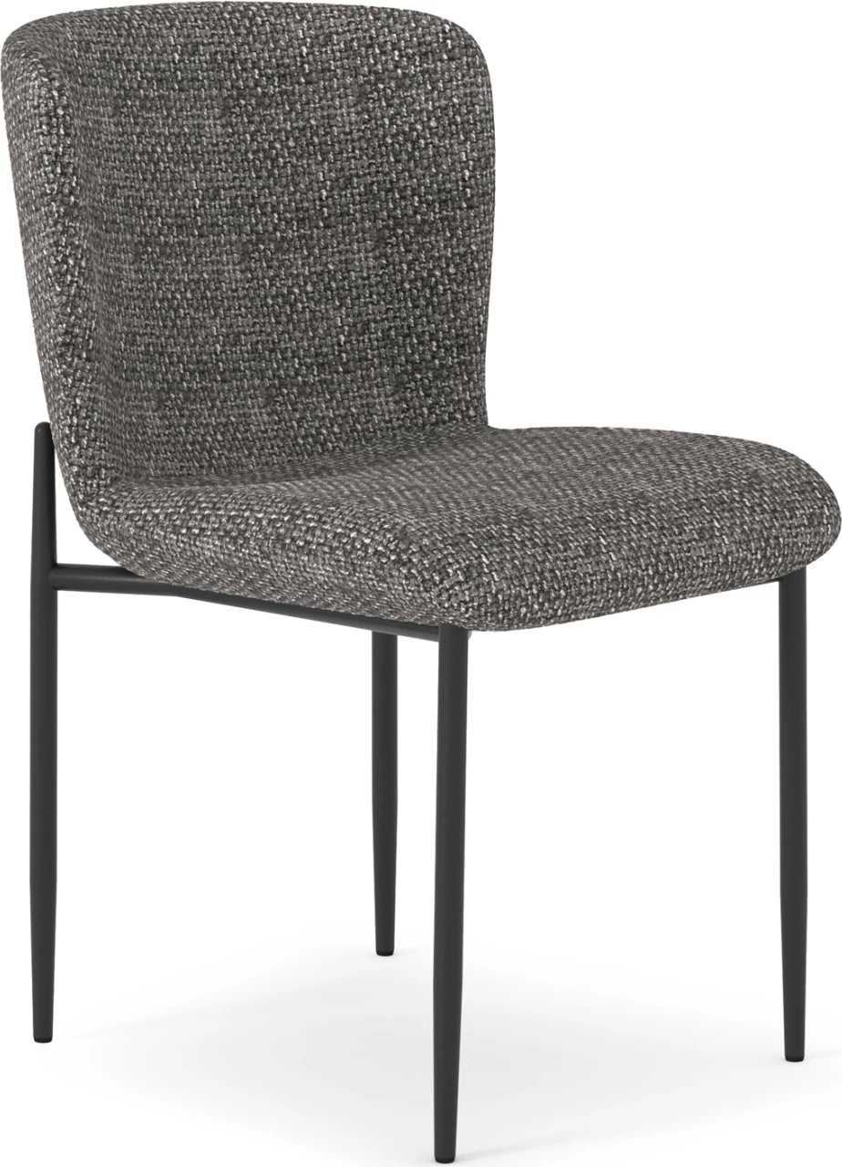 Karrige për dhomë ngrënieje, ngjyrë gri e errët, metal i zi, OBSESSION SM18101.02, 52x65x80cm