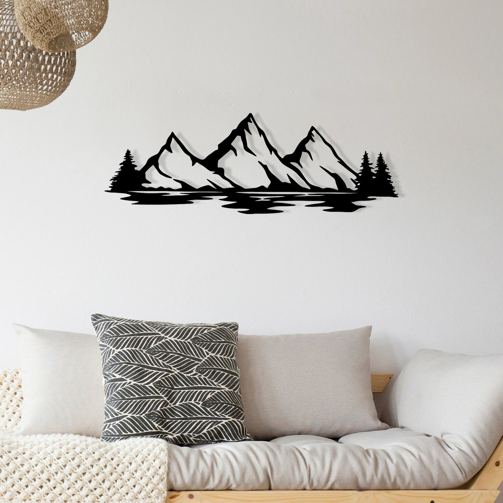 Aksesor dekorativ metalik për mur Wallity, Nino, ngjyrë e zezë, 68.5x23.5cm