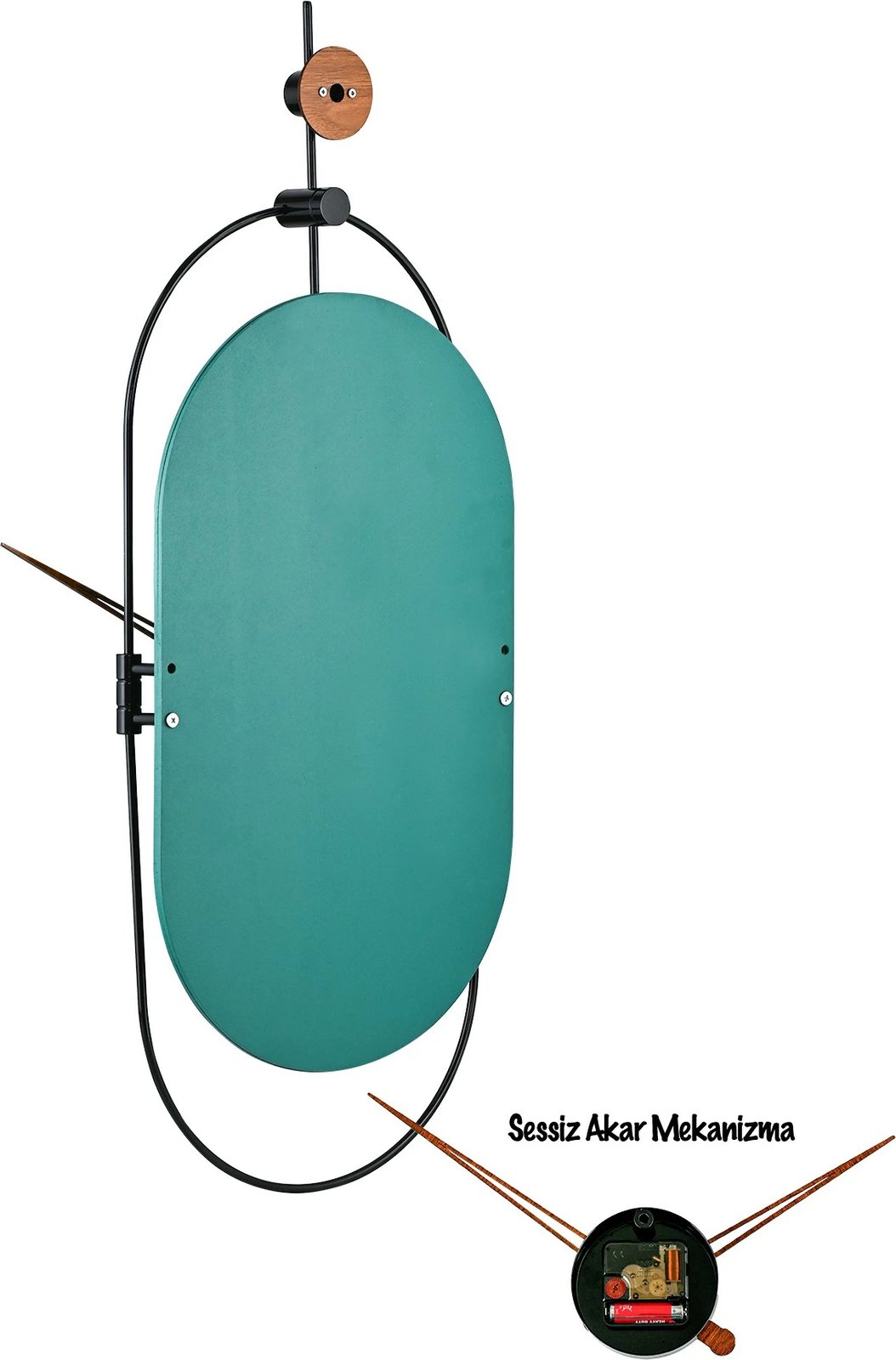 Orë muri dekorative Wallity, metal, MDF, ngjyrë e gjelbër dhe e zezë, 77x29cm