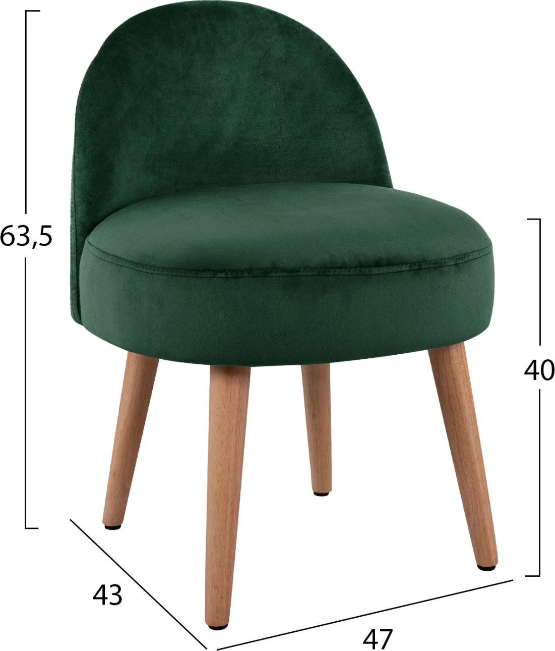 Karrige me mbështetëse Yasmine, ngjyrë cypress, FH8395.03, 47x43x63,5cm