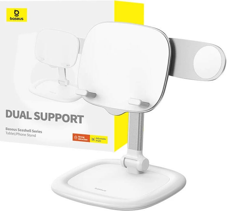 Mbajtëse tabletë/telefon Baseus Seashell, B10451501211-00, e bardhë Mbajtëse tabletë/telefon Baseus Seashell, B10451501211-00, e bardhë