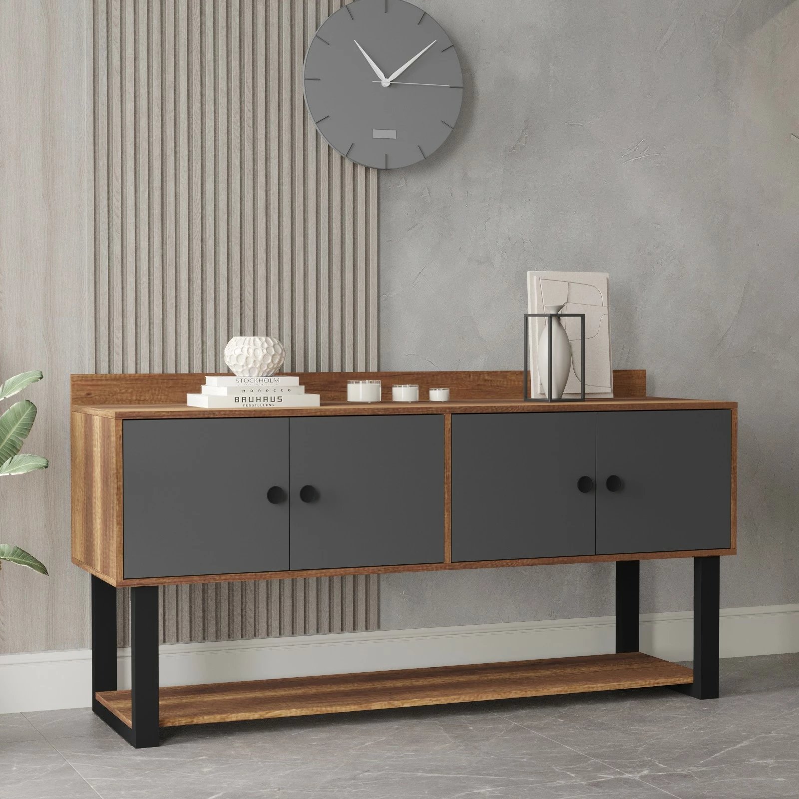 Konsol Skye Decor, Mn04-Ba, ngjyrë arre dhe antracit