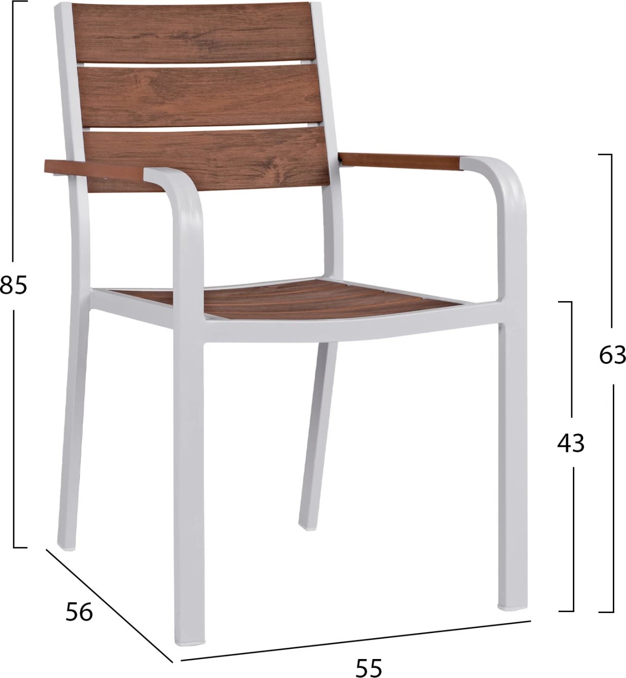 Karrige alumini e bardhë & Polywood FH5127.01 55x56x85 cm