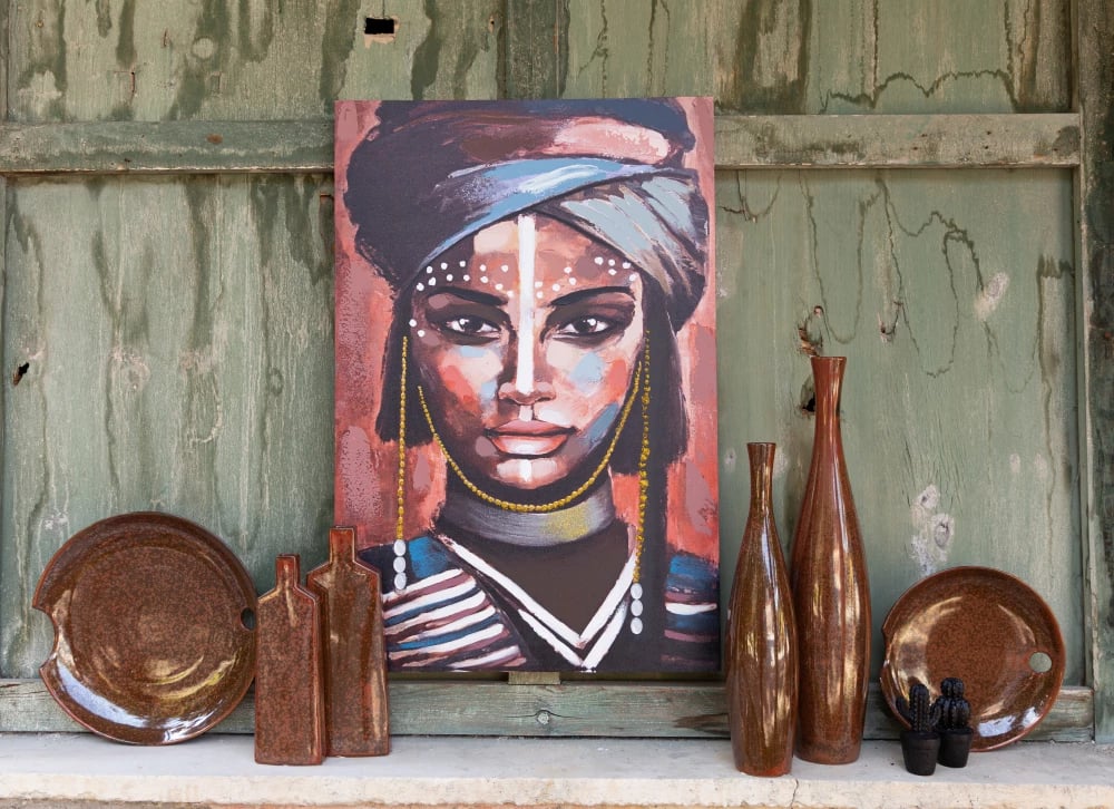 Vazo LEI, qeramike, ngjyrë terrakote, 12x12x48 cm