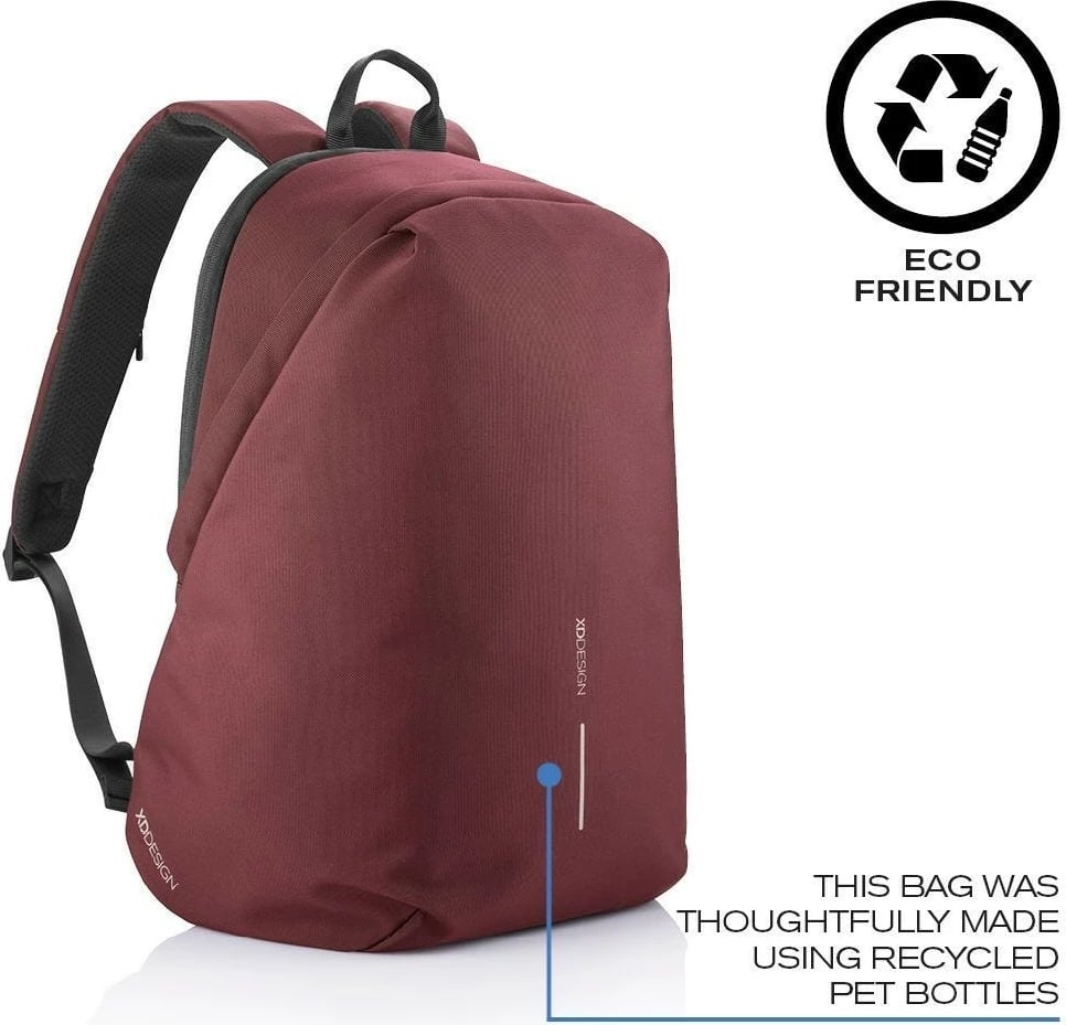 Çantë shpine XD DESIGN BOBBY SOFT, 13-16L, për laptop 15.6", e kuqe