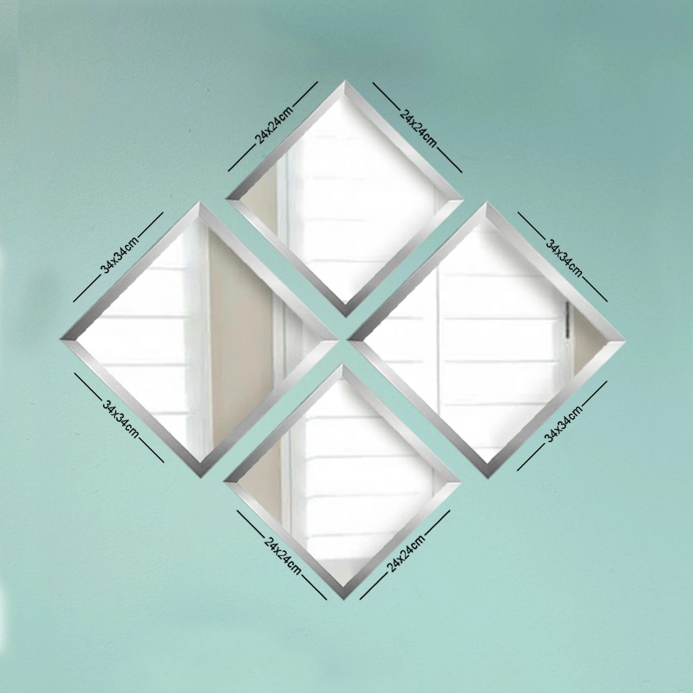 Set pasqyrash (4 copë), Wallity, SETAYNA_047, ngjyrë argjendi