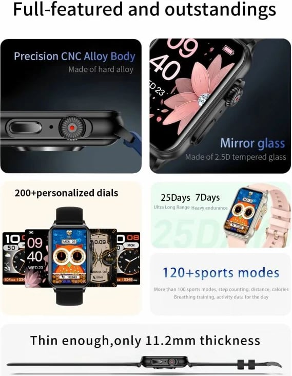 Smartwatch për femra Rubicon, zi/kaltër e errët