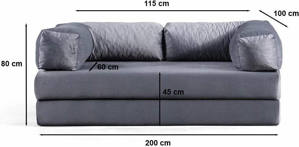 Divan-krevat 2 vende, Atelier del Sofa, Via Con, gri e çelët