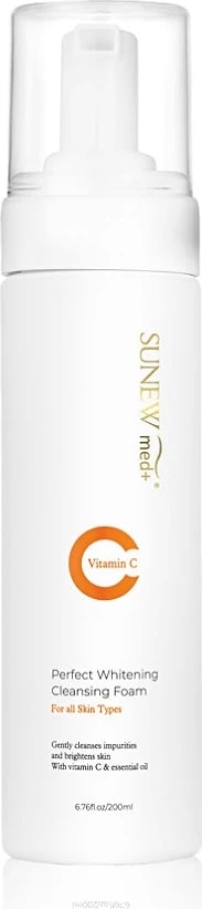Shkumë pastruese për fytyrë dhe sy për femra SunewMed+ Perfect Whitening Cleansing Foam, 200ml