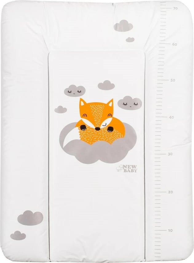 Jastëk ndërrimi bebe, New Baby, Fox, 70x50 cm, i papërshkueshëm nga uji, i bardhë