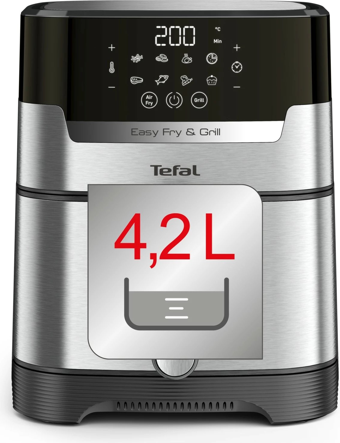 Fritezë me ajër të nxehtë Tefal Easy Fry & Grill EY505D, 4.2 L, çelik inox