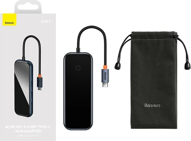 Adapter Baseus WKJZ010513 4-në-1, USB-C në 4xUSB 3.0, Gri e errët