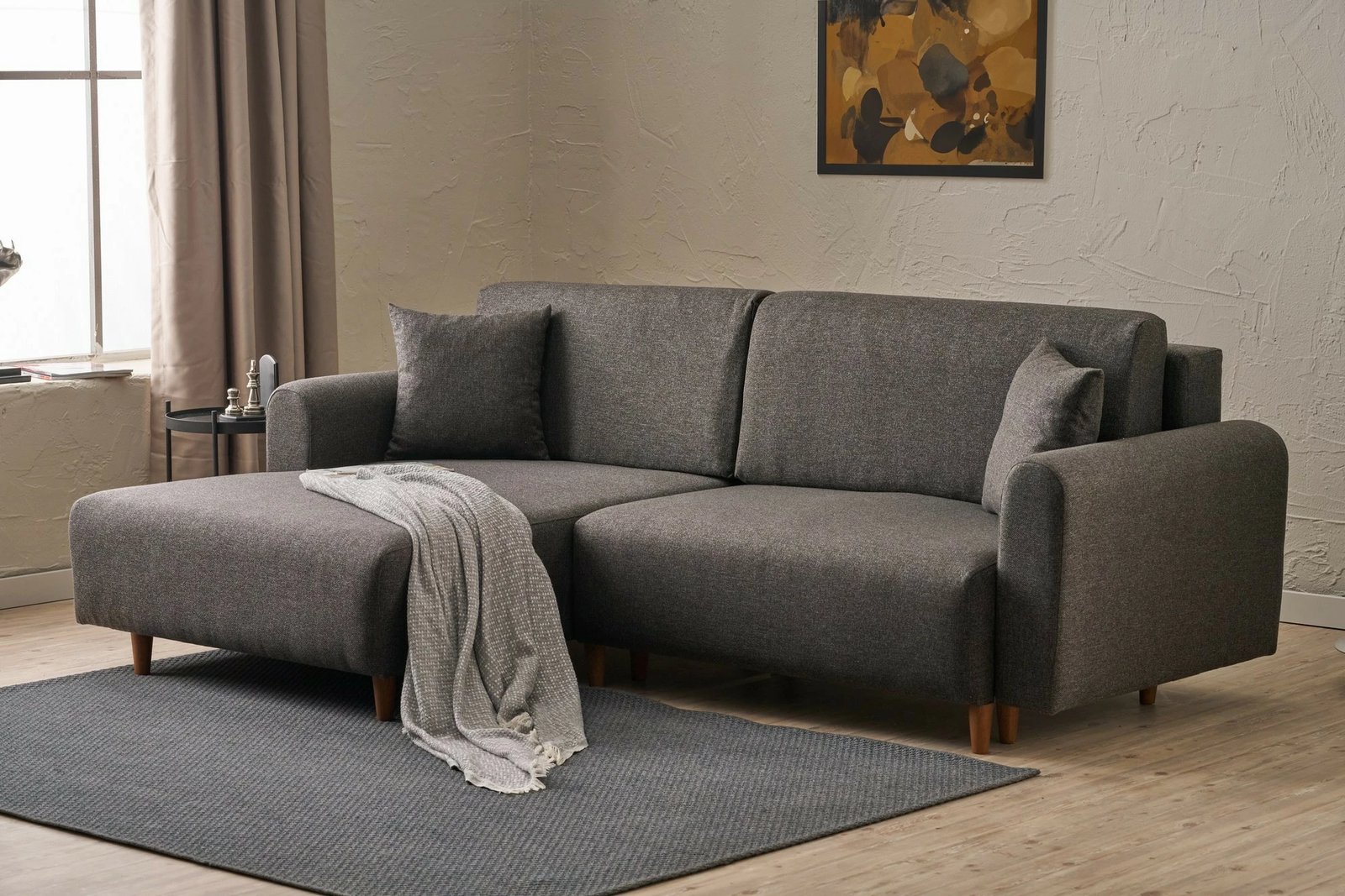 Kënd-sofë krevati Atelier del Sofa, kënd majtas, ngjyrë antracit