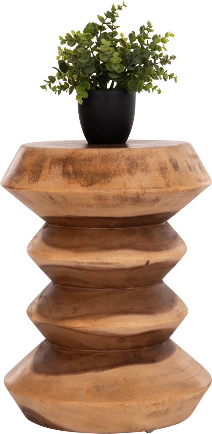 Stool i rrumbullakët Bellows, dru suar natyral, FH18235.11, 35x45cm