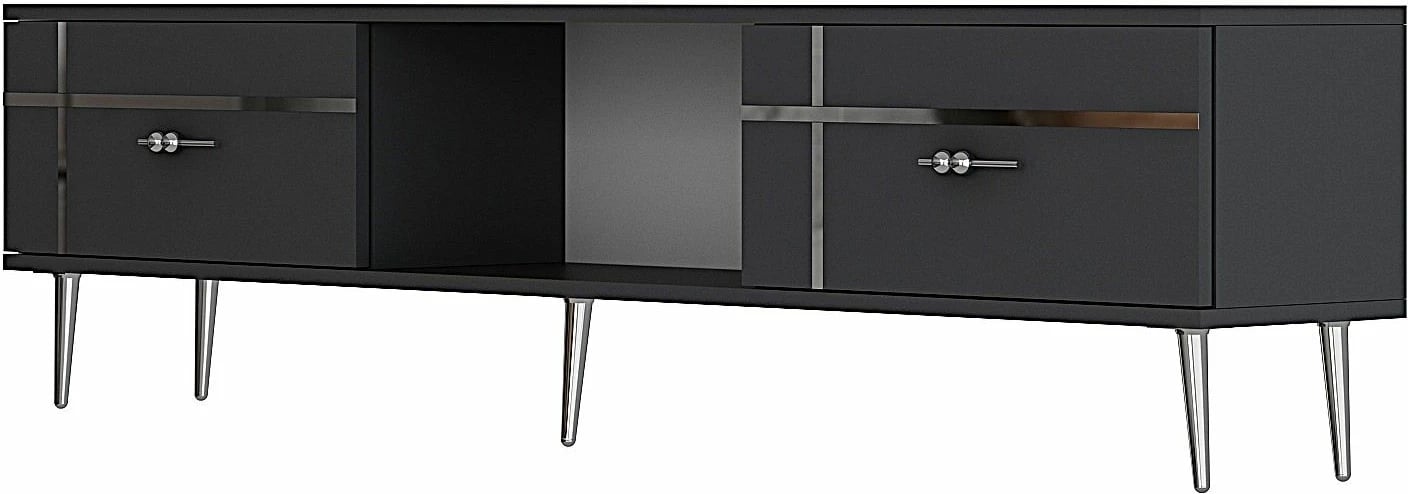 Komodë për TV, ngjyrë antracit dhe argjendi, Skye Decor