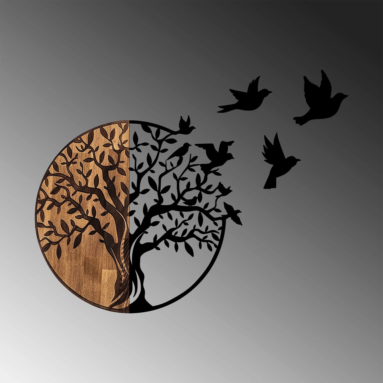 Aksesor dekorativ muri prej druri, dru dhe zogj, Wallity, 322