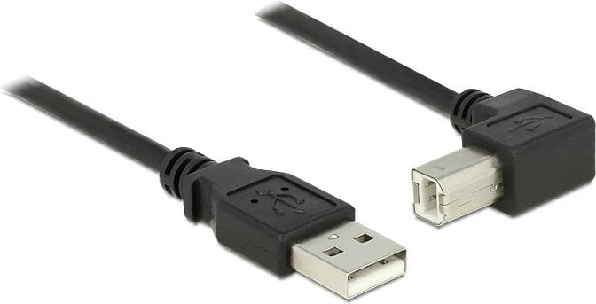 Kabllo USB DeLOCK 2m, USB A në USB B, 90°, e zezë