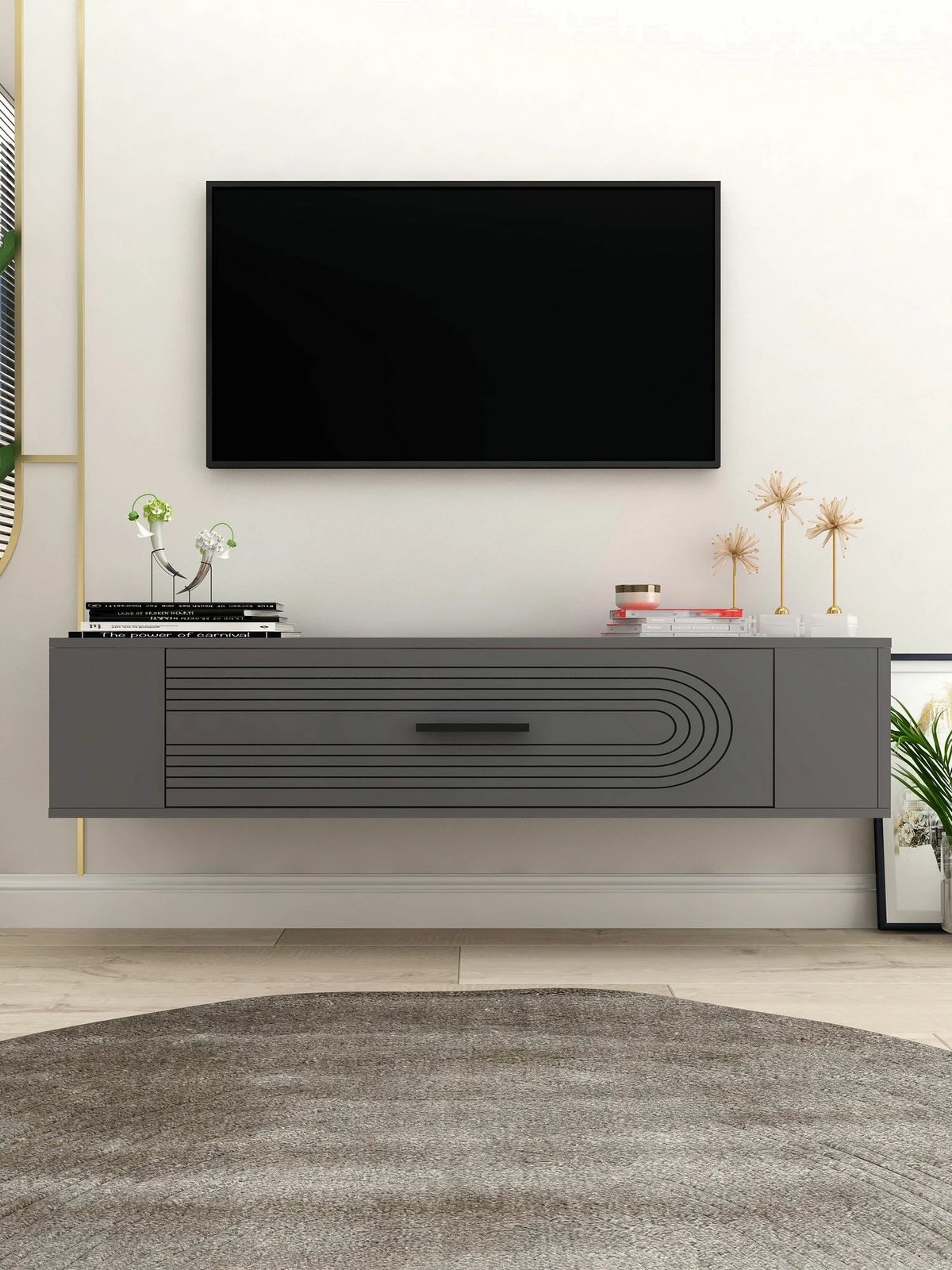 Komodë TV Skye Decor, Restol 3, ngjyrë antracit