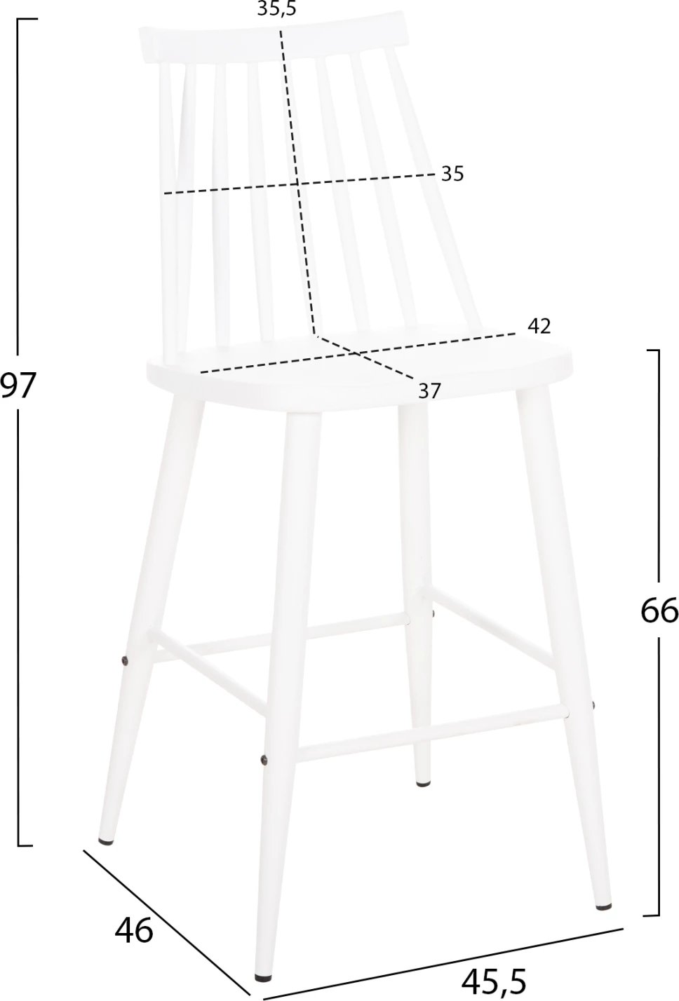 Karrige për bar mesatare Vanessa FH9300.11 polipropilenë & metal-bardhë 45,5x46x97Hcm., set prej 2 copë