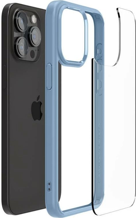 Mbështjellës Spigen Crystal Hybrid për iPhone 15 Pro Max, Transparent Blu