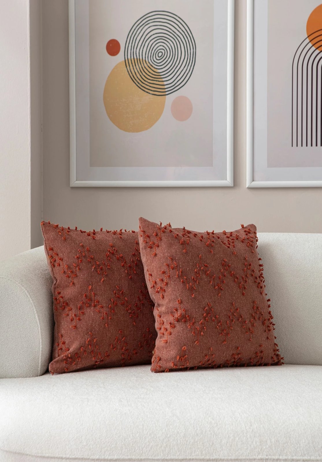 Set mbulesash jastëku (2 copë), Evila Originals, Tuffet, ngjyrë e kuqe qeramike v4