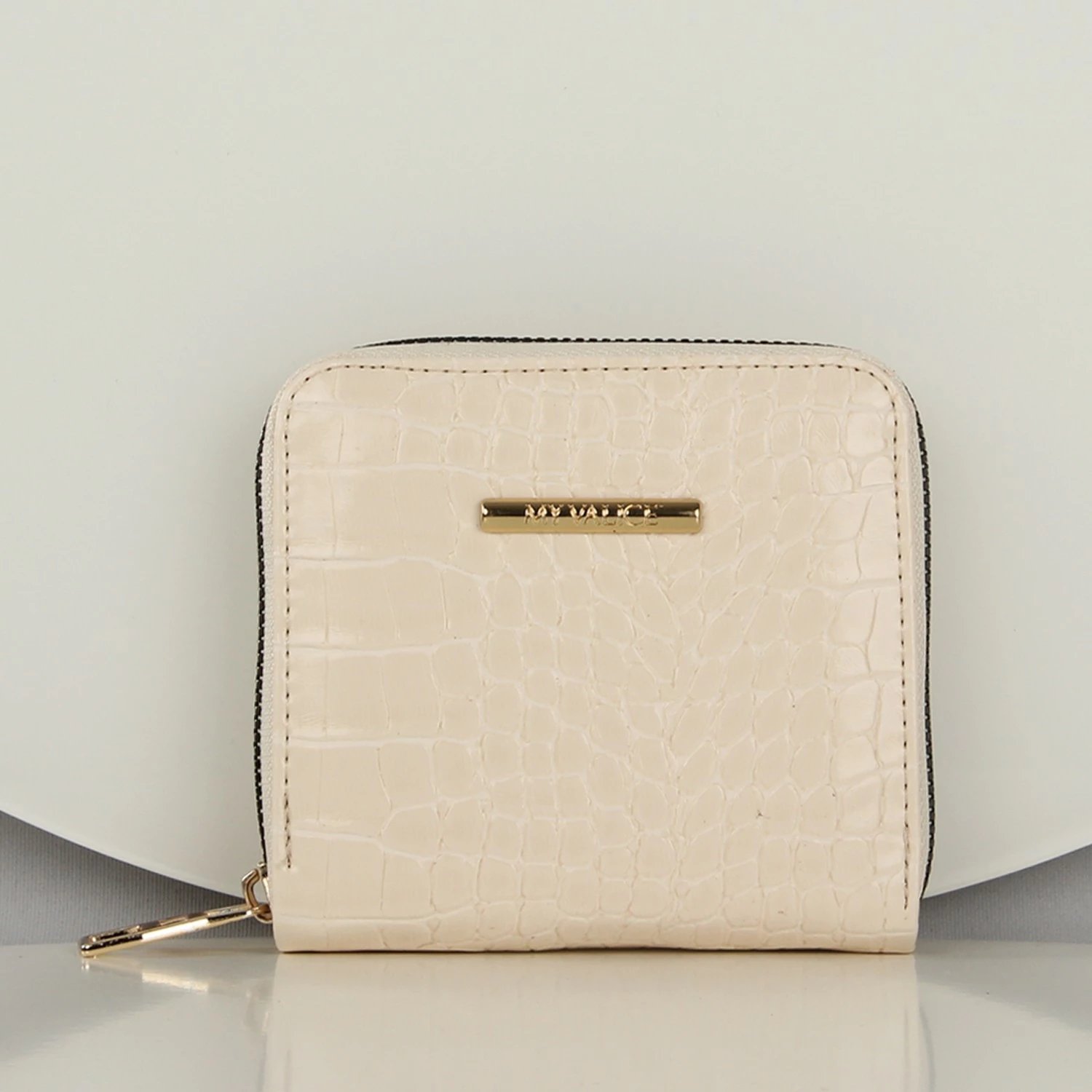 Portofol lëkure, ngjyrë bezhë, Zoozie Bags, 11.5x10.5cm