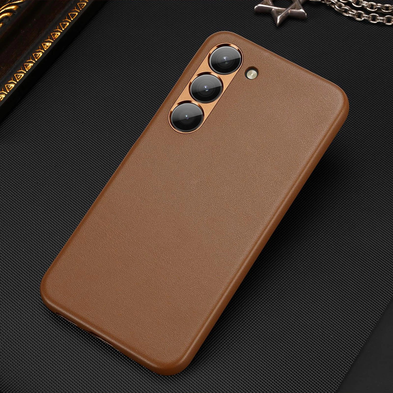 Mbështjellës Dux Ducis Grit për Samsung Galaxy S23+, lëkurë ekologjike, Kafe