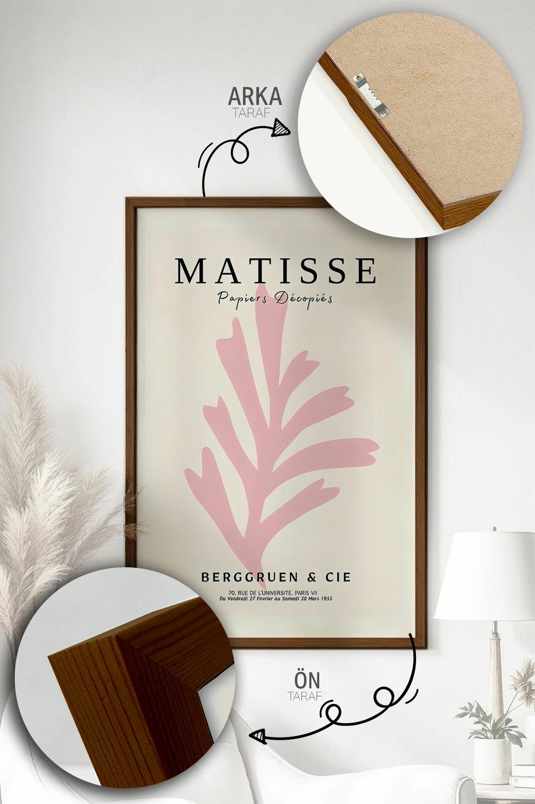 Set pikturash dekorative me kornizë, 3 copë, Wallity, Artvmodel8-Kahve