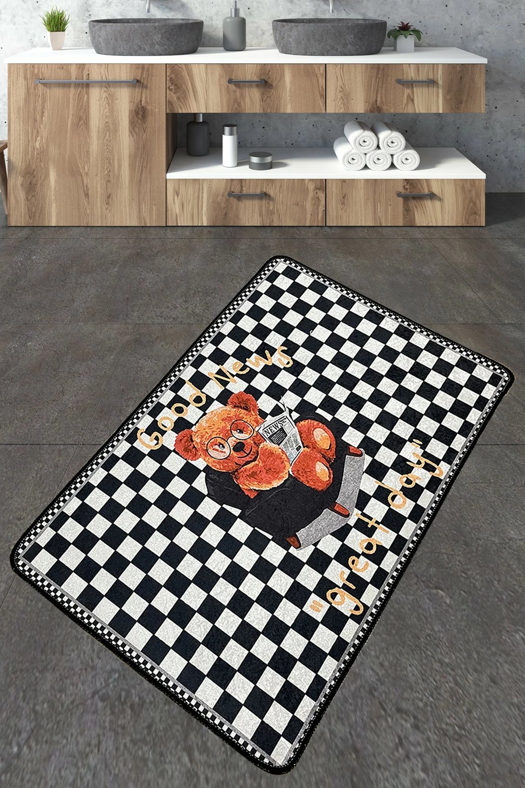 Tapet banje Mijölnir, dizajn gazetash, shumëngjyrësh, 70x120cm