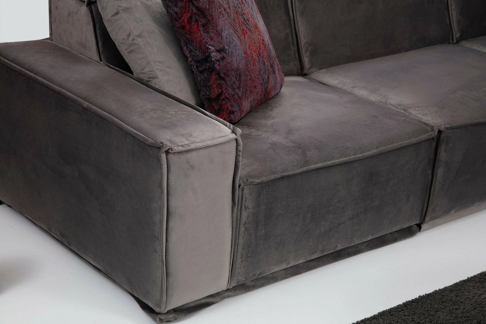 Kënd-sofë Atelier del Sofa, Lego Corner 3 (L1-O1-C-O1-1R), ngjyrë gri