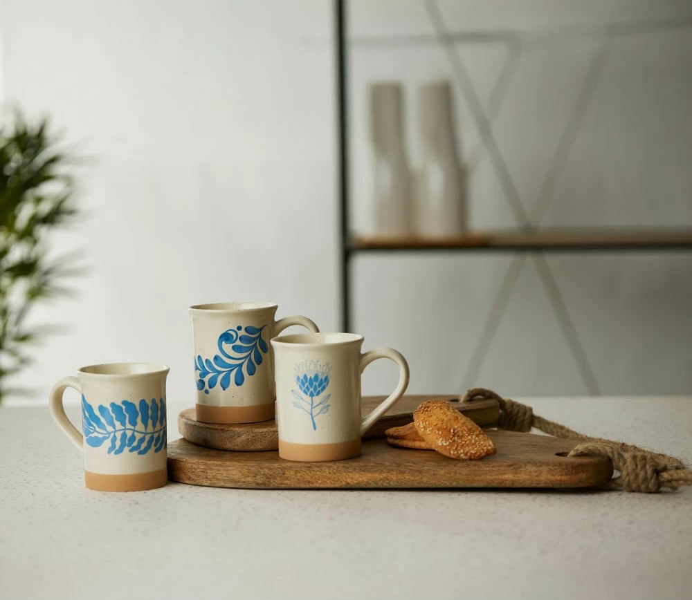 Filxhan Ydra, gur porcelani, ngjyrë e bardhë, kaltër e çelët, bezhë, 10x10x12cm Filxhan Ydra, gur porcelani, ngjyrë e bardhë, kaltër e çelët, bezhë, 10x10x12cm