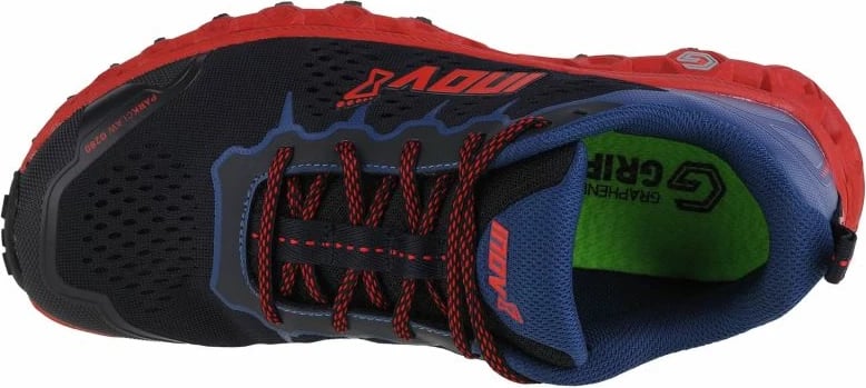 Atlete për vrapim për meshkuj Inov-8, të kuqe dhe blu marine
